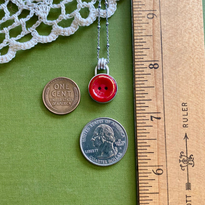 Small Red & Gold Glass Button Pendant