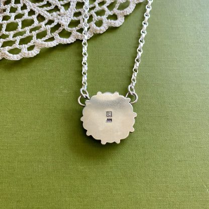 Gold Floral Glass Button Necklace