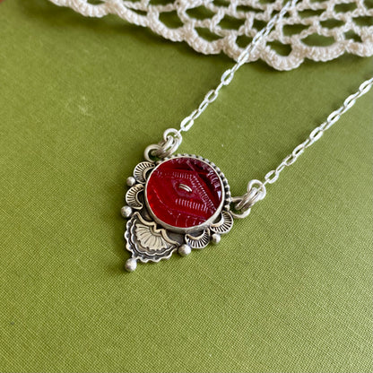 Red Glass Button Necklace