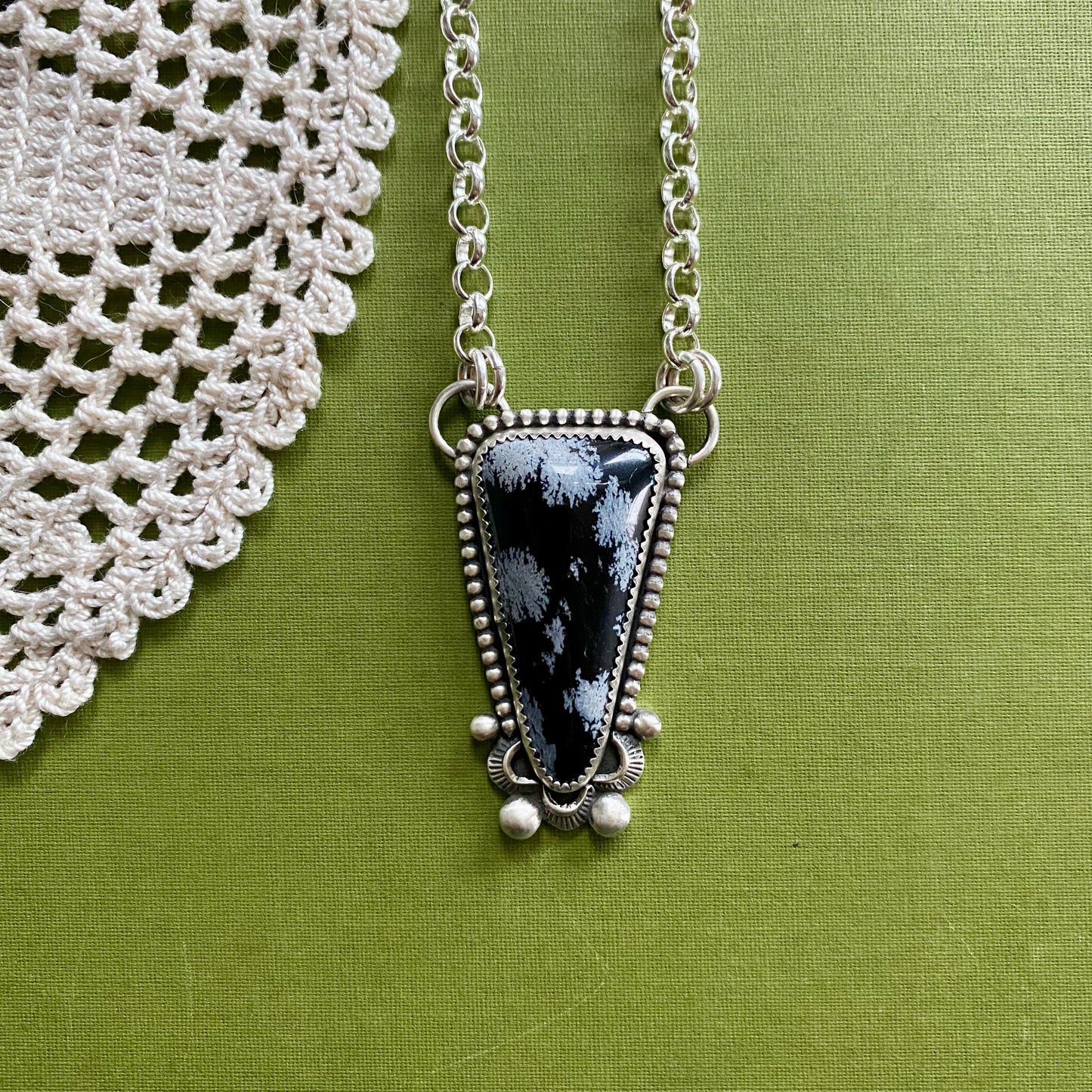 Snowflake Obsidian Necklace