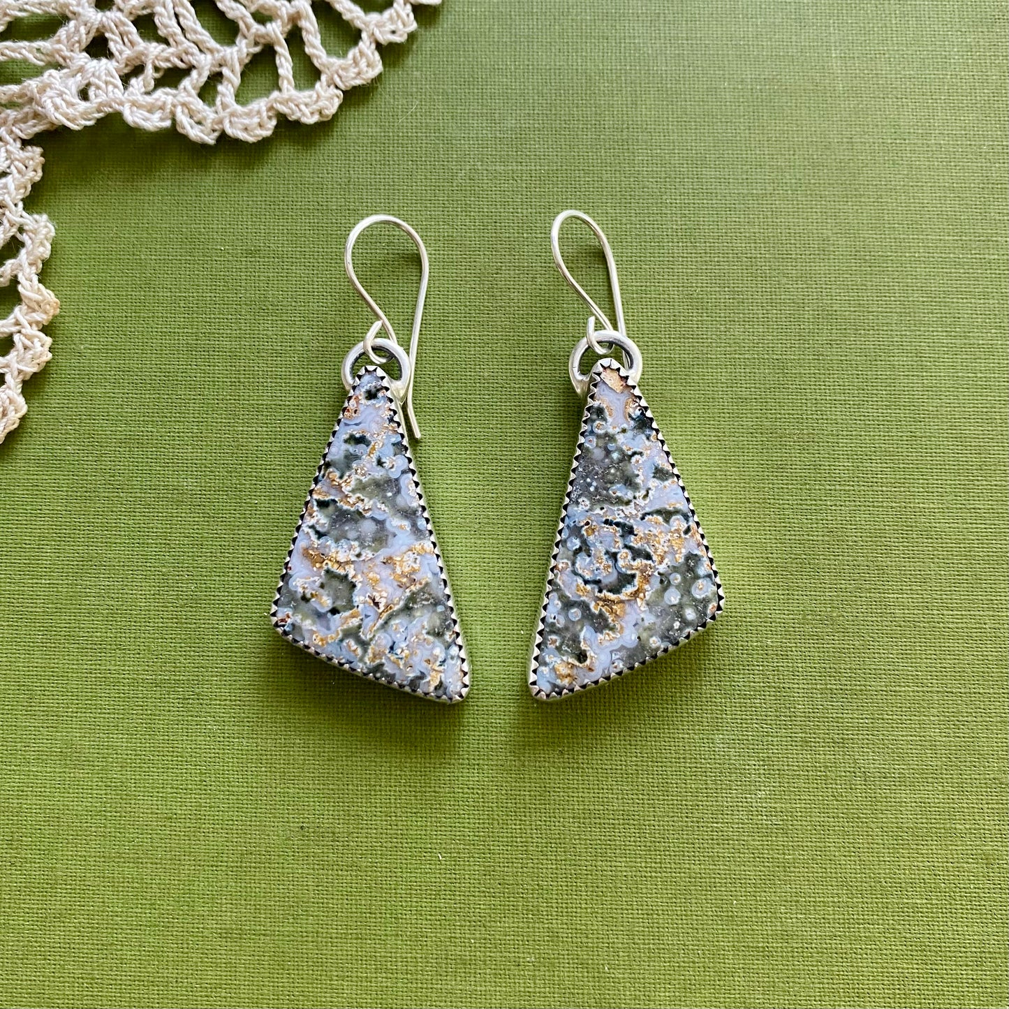 Sage Green Agate Earrings