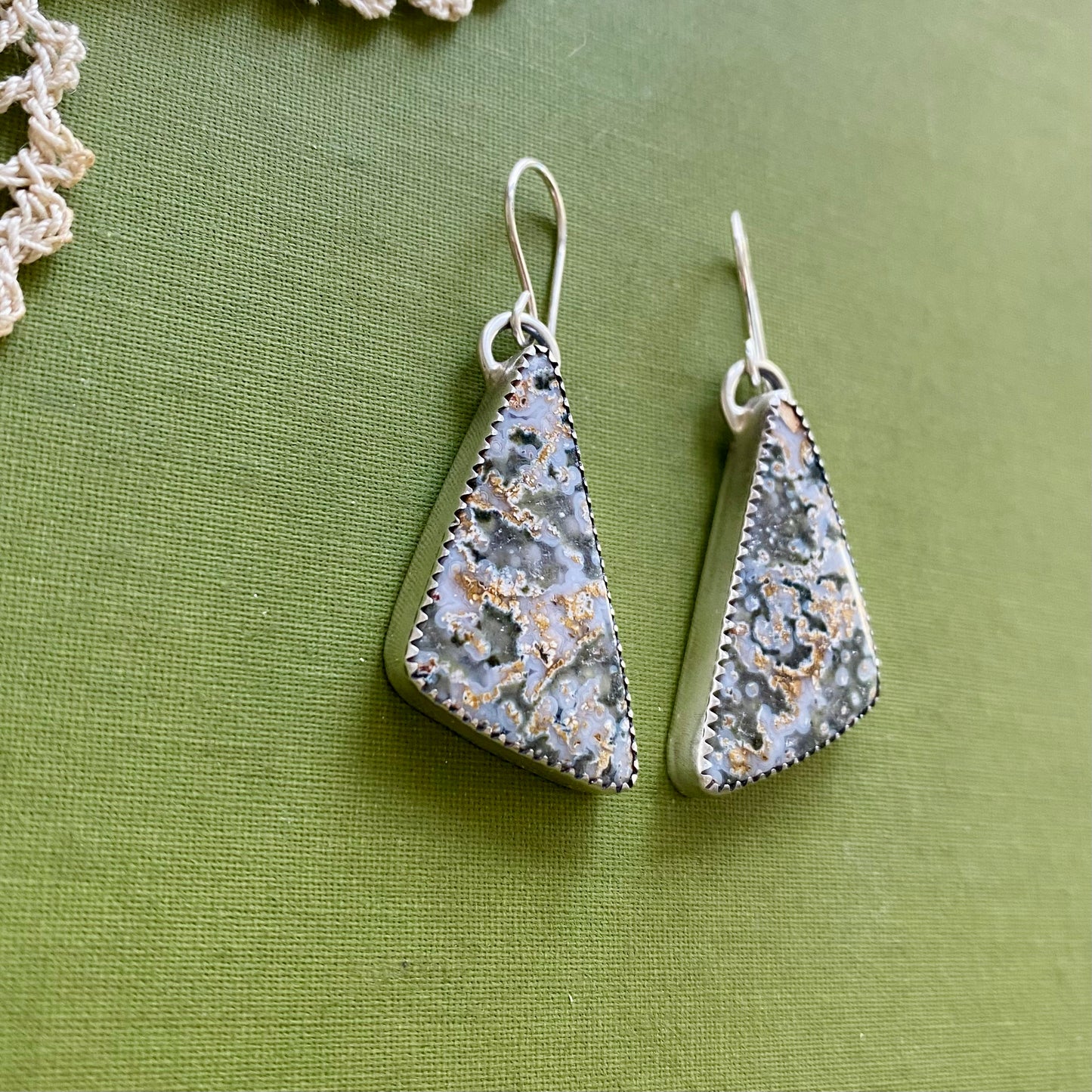 Sage Green Agate Earrings