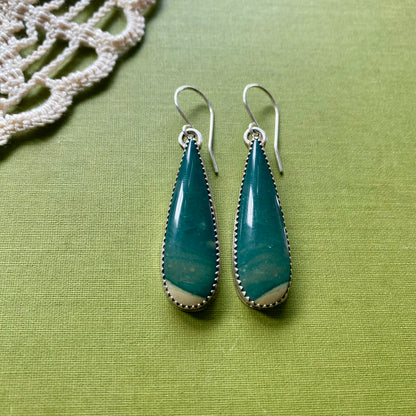 Dark Green Polychrome Jasper Earrings