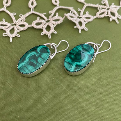 Malachite Oval Earrings