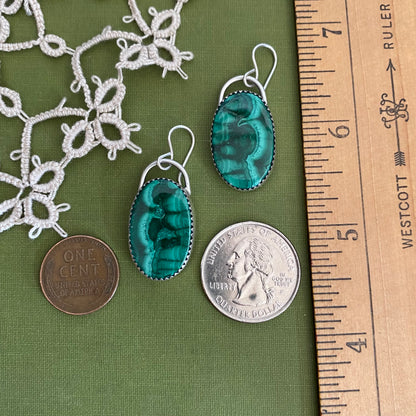 Malachite Oval Earrings